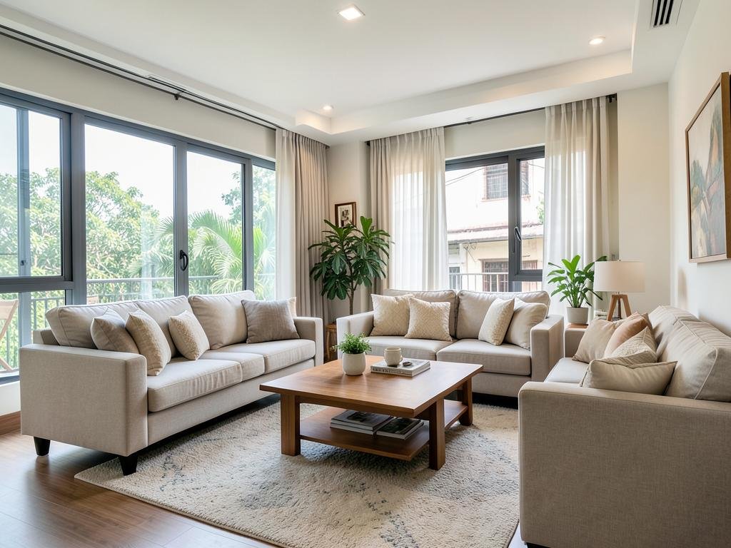 Bright modern living room in a rental property